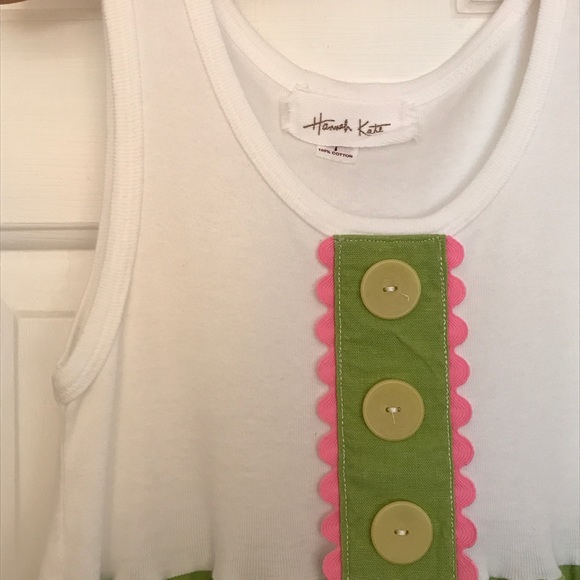 Linen Lime green tank Girls Dress - Picture 2 of 6